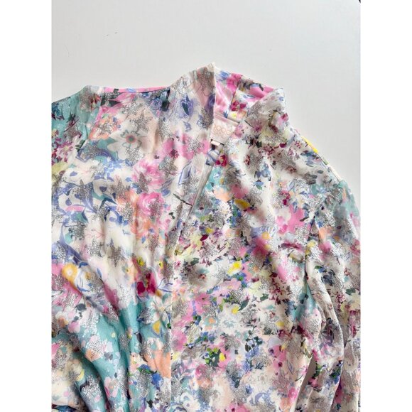 ROCOCO SAND Lelia Floral Metallic Stars Chiffon Tasseled Mini Dress, Size S - Picture 5 of 16